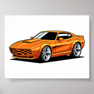 Orange Toon Vehicle Poster