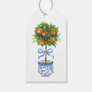 Orange Topiary Träd, Chinoiserie Anpassningsbar Presentetikett