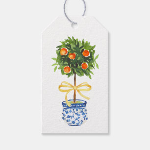 Orange Topiary Träd, Gult Bow Anpassningsbar Gift- Presentetikett