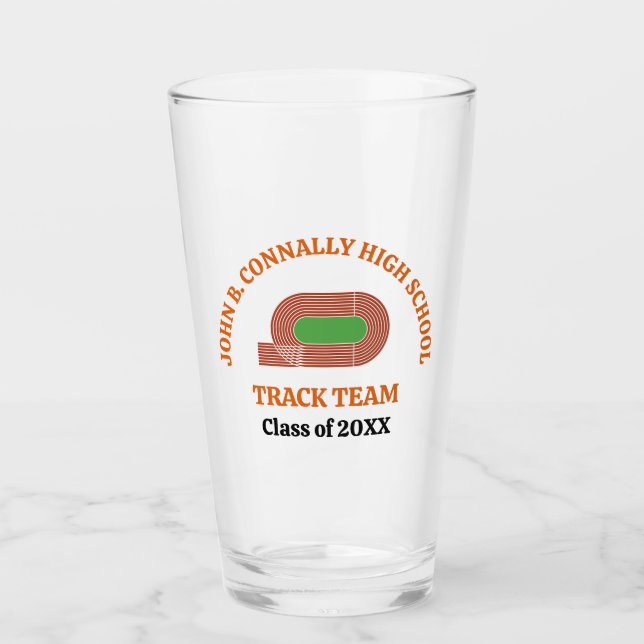 Orange Track Team Anpassad Löpare för Högstadiet Glaskopp (Framsida)