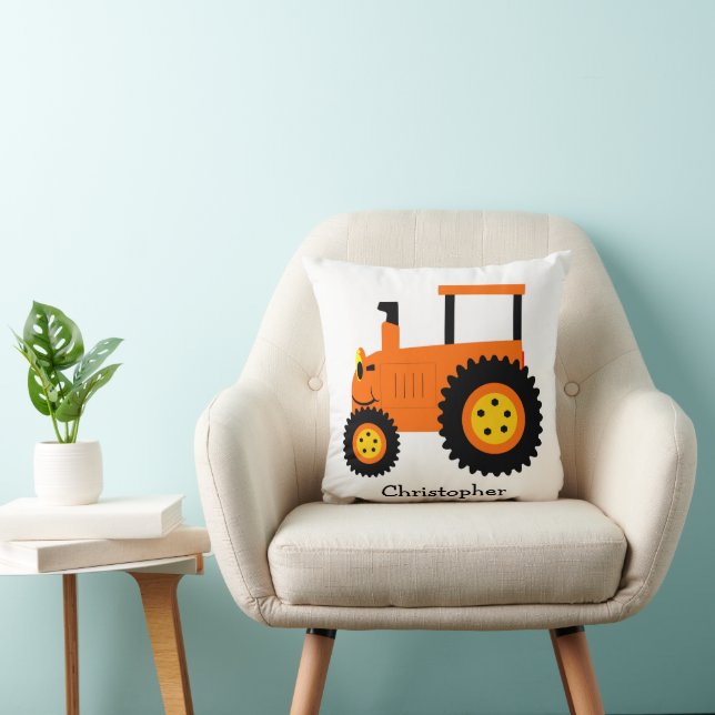 Orange Tractor Design Personalised Kudde (Stol)