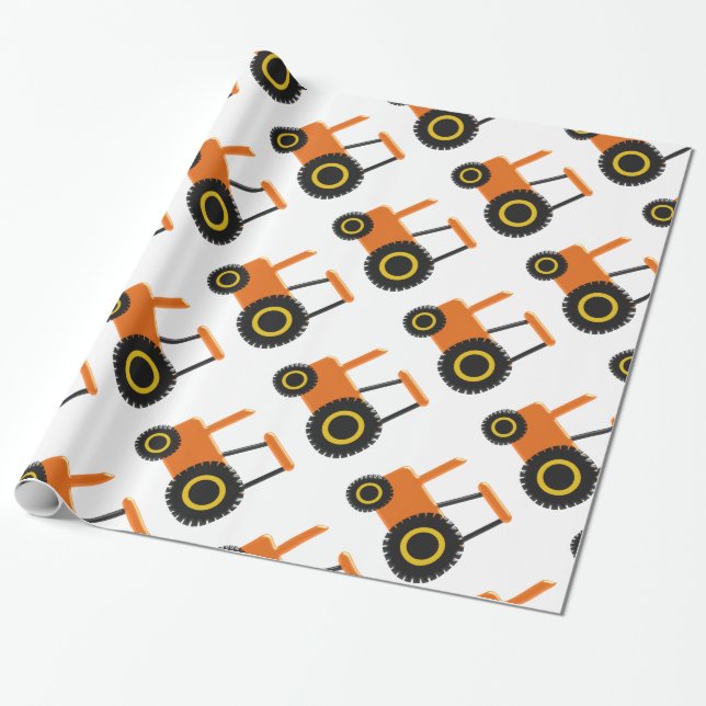 Orange Tractor Presentpapper (Utrullad)
