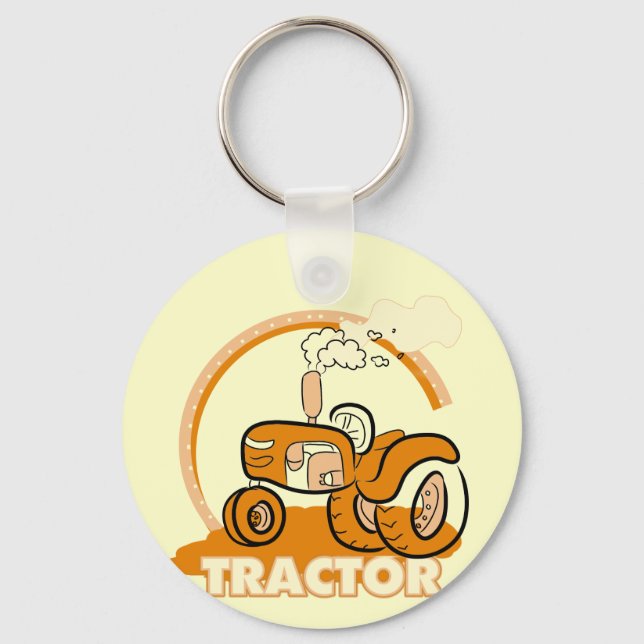 Orange Tractor Tshirts och Gifts Nyckelring (Framsida)