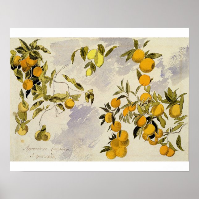 Orange Träd, 1863 (w/c, penna och bläck över grafi Poster (Framsidan)