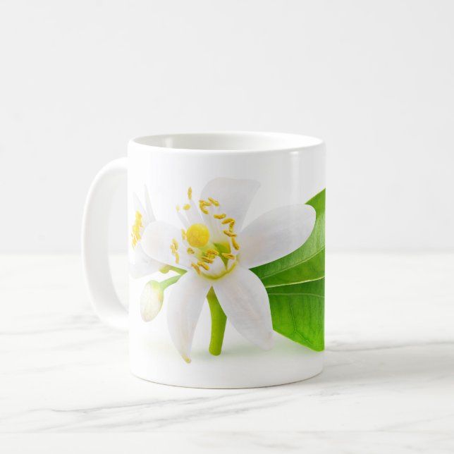 Orange träd blommor kaffemugg (Framsida vänster)