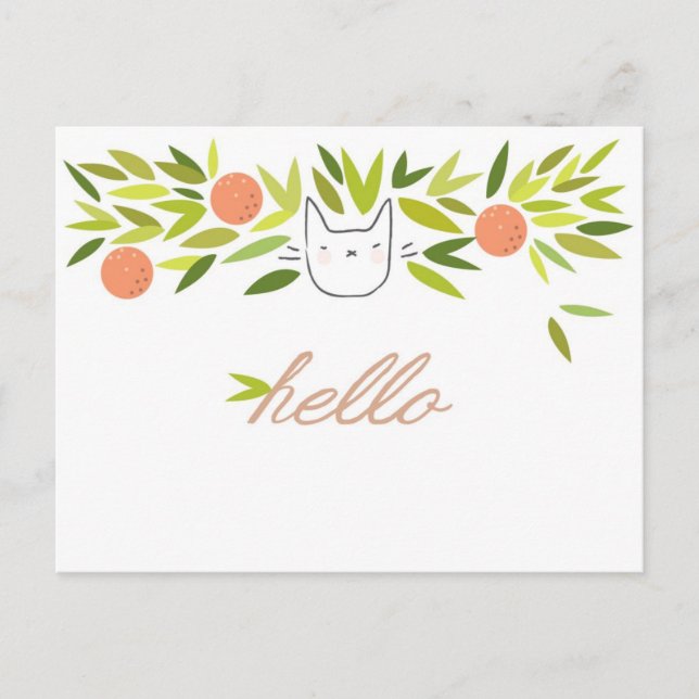 Orange Träd Cat Vykort (Framsida)