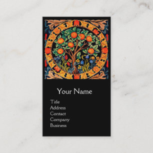 ORANGE TRÄD,GRÖNT LÖV,FLOWERS Blommigt Monogram Visitkort