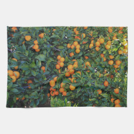 Orange Träd Grönt Löv frukt Orangar Kökshandduk