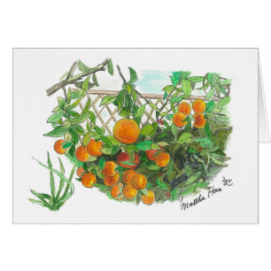 Orange träd hälsningskort