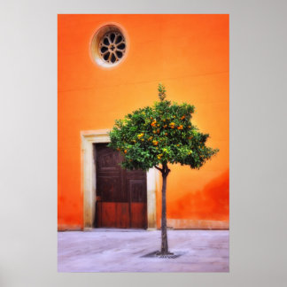 Orange Träd Mycket Söt Poster