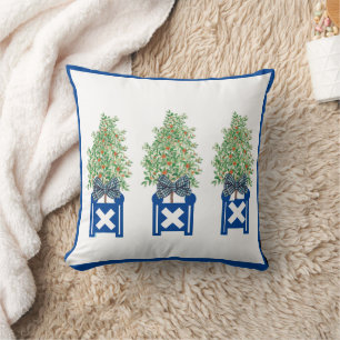 Orange träd Topiary Blue Chinoiserie Kudde