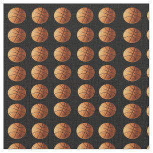 Orange Traditionella Basketbollar På Svart, Tyg