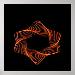 Orange trådram torus-objekt poster