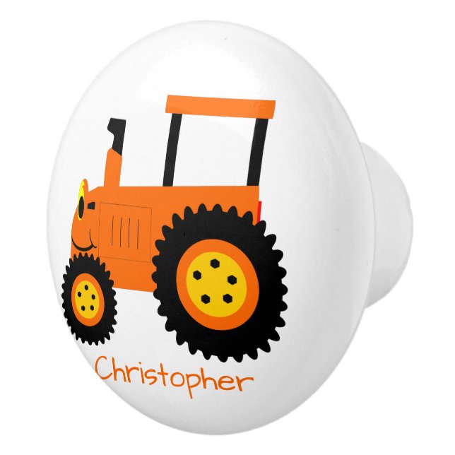 Orange Traktor Design Personlig Knopp (Höger)