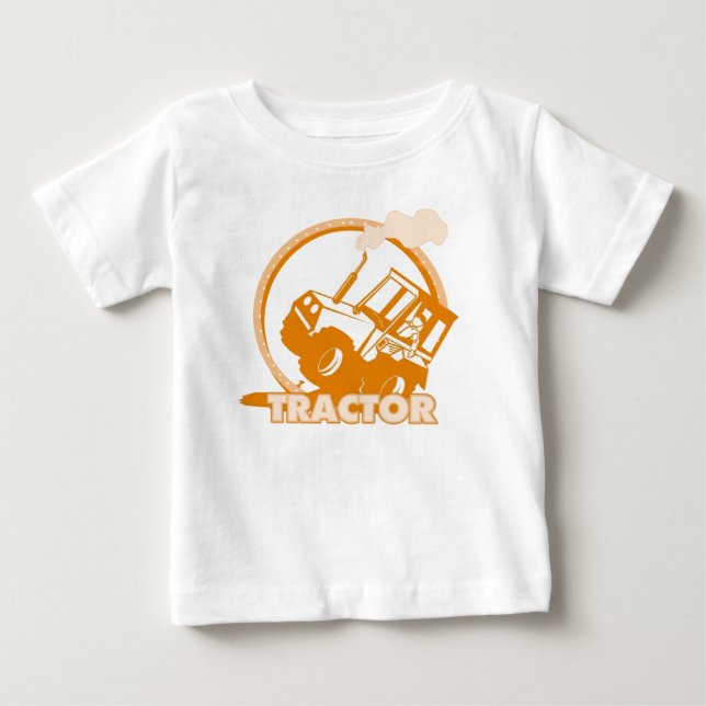 Orange Traktor Jordbruks Maskiner T-shirt (Framsida)