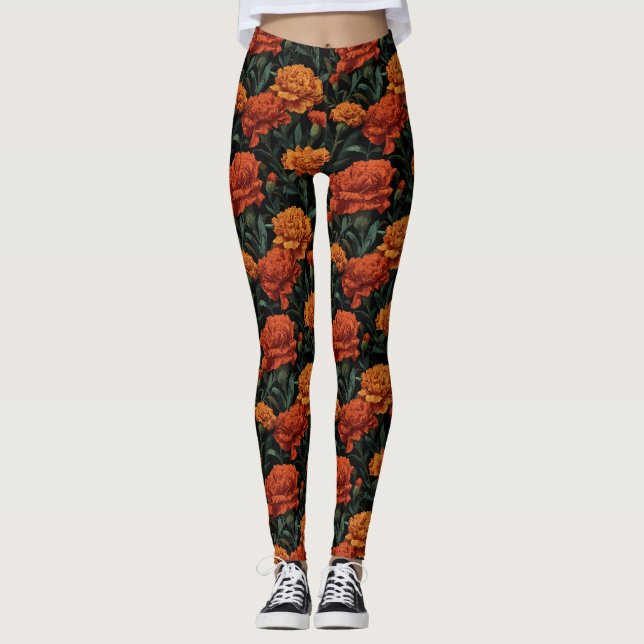 Orange Träningskläder Nejlikakcent Presentidéer Fö Leggings (Framsida)