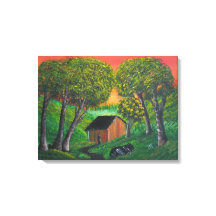 Orange Trapper Shack Wood Forest Ligcape