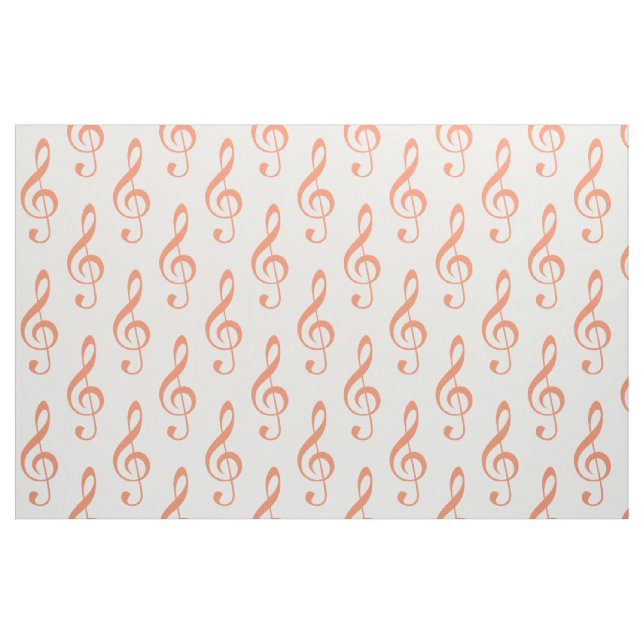 Orange Treble Clef Mönster Fabric Tyg (Fat Quarter)