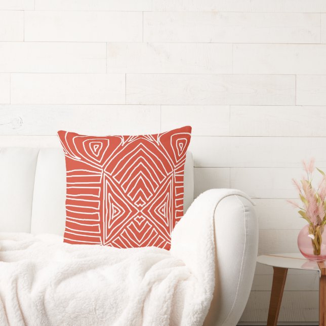 orange Tribal Maze Lera Mönster Kudde (Soffa)