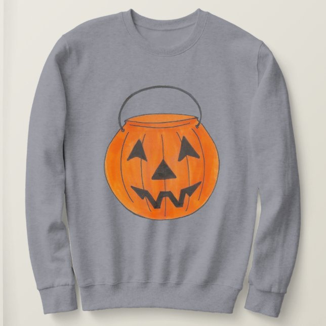 Orange Trick-or-Treat Pumpkin Bucket Halloween T-shirt (Design framsida)