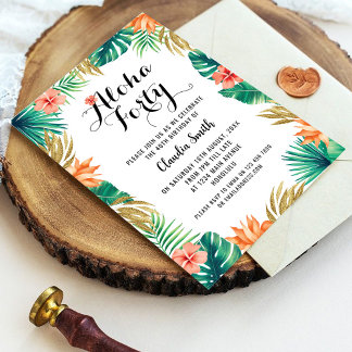 Orange Tropical 40:e födelsedagsinbjudan Inbjudningar