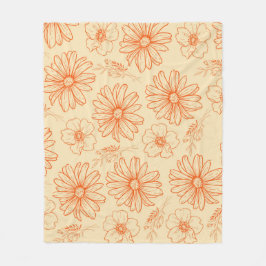 Orange Tropical Blommigt Botanical Retro Summer Fleecefilt