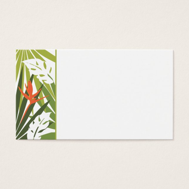 Orange Tropical Blommigt Bröllop Märkre Visitkort (Framsidan)