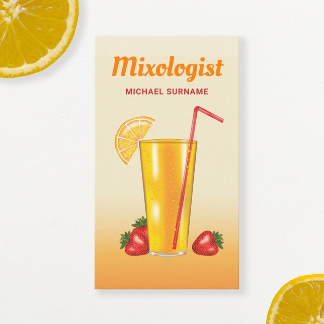 Orange Tropical Citrus Drink Mixolog Bartender Visitkort (Skapare uppladdad)