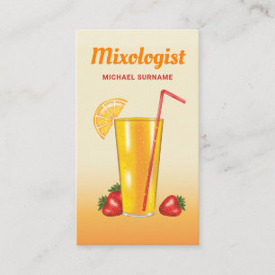 Orange Tropical Citrus Drink Mixologist Bartender Visitkort