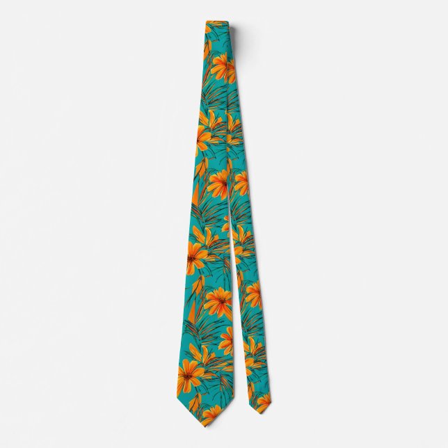 Orange Tropical Flowers | Turkos Slips (Framsida)