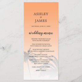 Orange Tropical Handflatan Träd Beach Wedding Meny
