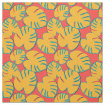 Orange Tropical Löv Mönster