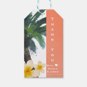 Orange Tropisk Palmtree & Plumeria Strandfest Presentetikett