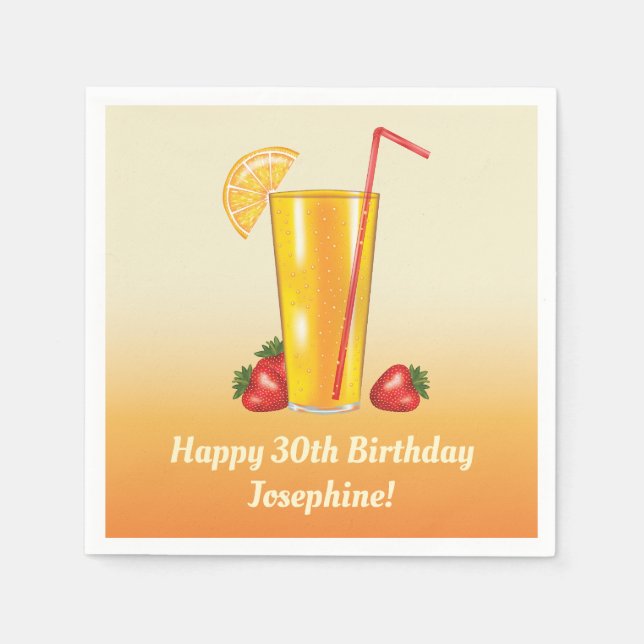 Orange Tropiska dryck och jordgubbar Pappersservett (Framsidan)