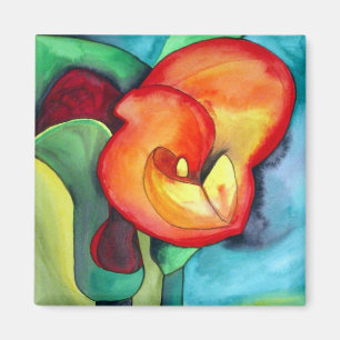 Orange, tropiska färgämnen, kanna, blommagneter magnet