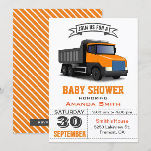 Orange Truck Bebis Shower Inbjudan