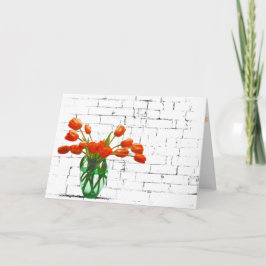 Orange Tulip Bouquet på Brick Namn Day Kort