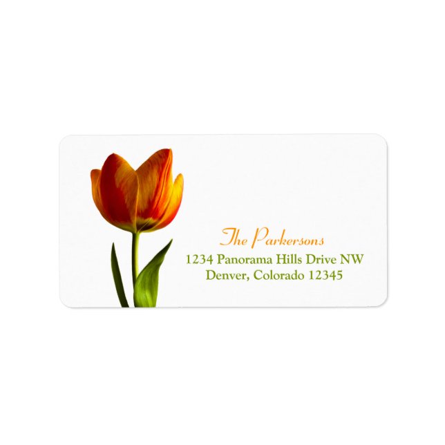 Orange Tulip Bröllop Adressetiketter (Framsidan)