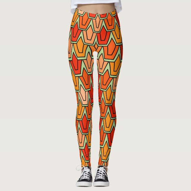 Orange Tulip Fält Leggings (Framsida)