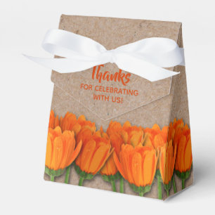 Orange Tulip på förmånslådan Kraft Tält Stil Presentaskar