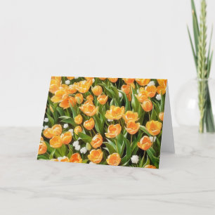 Orange Tulips och Snödroppsblommor Art Note Card Kort