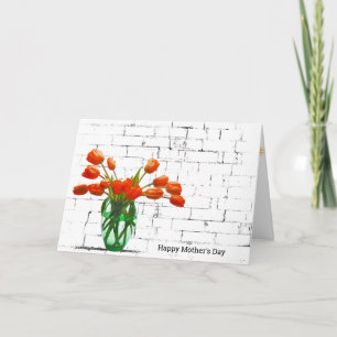 Orange Tulips på Brick Mors dag Kort