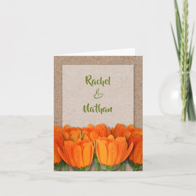 Orange Tulips på Kraft Tackkort Anteckningskort (Framsida)