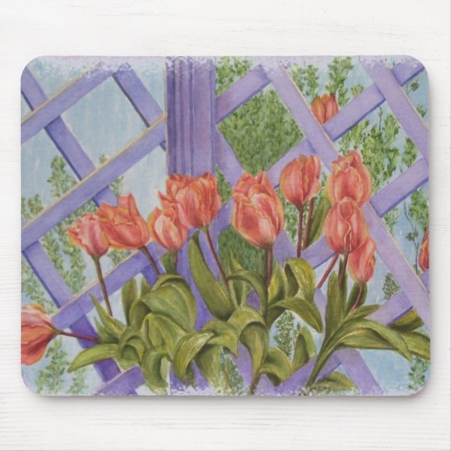 ORANGE TULIS MED LILA LATTICE MOUSEPAD MUSMATTA (Framsidan)
