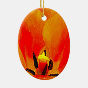 Orange Tulpan Julgransprydnad Keramik