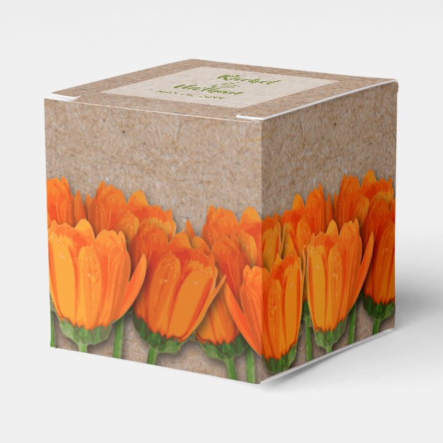 Orange Tulpan på Kraft 2" Partygåvor Presentaskar (Framsidan Sidan)