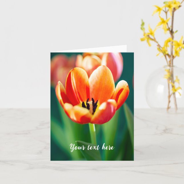 Orange Tulpan Välkomstkort Kort (Gul blomma)