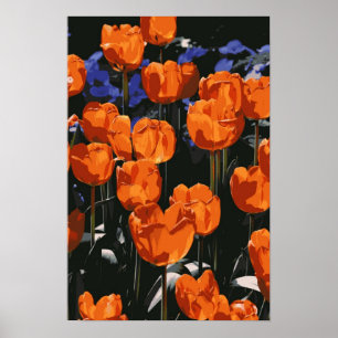 Orange tulpanaffisch poster