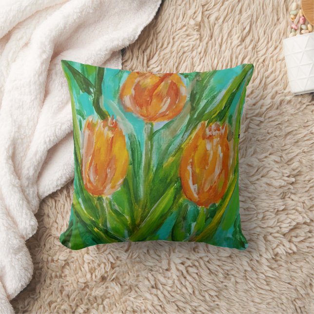 Orange Tulpaner Kudde (Filt)