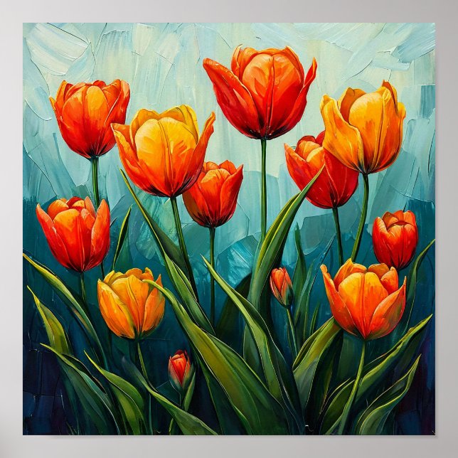 Orange tulpaner Ljus vår blomster hemdekor 🎁 Poster (Framsidan)